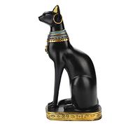 Egyptian Bastet Cat Resin Statue, Collectible Egyptian Goddess Figurine, Black Gold Feline Sculpture for Home Office, Mummy Decor, Gift for Cat Lovers (S)