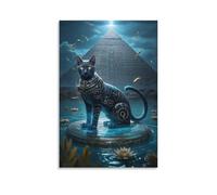 Egyptian Cat 3D Effect Canvas Prints Cool Animals Wall Decor Pictures Print on Canvas Giclee Wall Art for Bedroom Living Room Bathroom Office Home Decorations Ready to Hang 20x30inch(50x75cm)