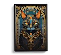 Egyptian Cat Art Nouveau Art Canvas Print for Living Room Bedroom Home Office Décor, Wall Art Picture Ready to Hang, 30x20 Inch (76x50 cm)