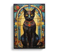 Egyptian Cat Art Nouveau Art No.2 Canvas Print for Living Room Bedroom Home Office Décor, Wall Art Picture Ready to Hang, 30x20 Inch (76x50 cm)