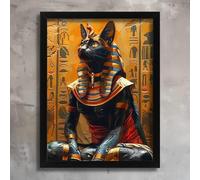Egyptian Cat Art Print Pharaoh Feline Wall Decor Ancient Egypt Cat Portrait Art A3 Poster on Canvas - Wall Art Home Decor Movie Poster Canvas Film Cinema Retro Vintage Cult Classic Nostargic Saga Mod