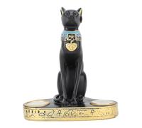 Egyptian Cat Candle Holder Goddess Statue with 2 Tea Light Resin Candlestick Tealight Decorative for Living Room Office