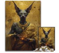 Egyptian Cat Deity Jigsaws 1000 Pieces for Adults Difficult Puzzles for Adults Challenging Brain Teaser Relaxing Toy for Teenagers 1000 PCS(38x26cm)