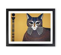 Egyptian Cat Framed Wall Art Print A2 Black