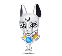 Egyptian Cat God Bastet Charm 925 Silver Charm Compatible with Pandora Charms, Trollbeads, Chamilia, Biagi and Many Other UK Charm Bracelets.