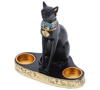 Egyptian Cat Goddess Bastet Statue, 7.9 inch Resin Ancient Egypt Cat Goddess Bastet Collectible Figurine Candle Holder for Home Desktop Decoration