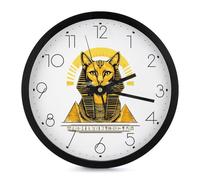 Egyptian Cat Sphinx Funny Ancient Egypt Classic Wall Clocks Round Easy To Read Decorative Wall Clock for Living Room Home Office