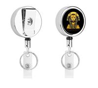 Egyptian Cat Sphinx Funny Ancient Egypt Cute Metal Badge Holder Retractable Clip ID Card Name Tag Badge Reels for Work