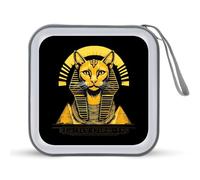 Egyptian Cat Sphinx Funny Ancient Egypt Trendy CD Case Hard Plastic Portable DVD Storage Binder Wallet for Car Home Office