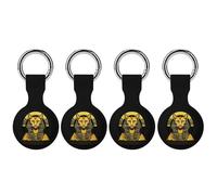 Egyptian Cat Sphinx Funny Ancient Egypt Trendy GPS Cases Holder with Key Chain Ring Portable Protective Covers Compatible with Airtag