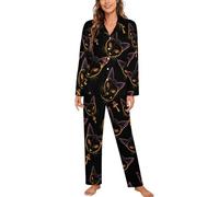 Egyptian Cat Women's Pyjama Sets Long Sleeve Top & Pants Button Loungewear Soft Sleepwear