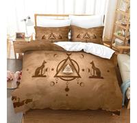 Egyptian Cats Bastet Ancient Egypt Goddess Full Size Bedding Set for Kids Boys Girls 3Pcs Ultra Soft Comforter Set Zipper Closure Breathable Duvet Cover Set Room Decor,Durable Double(200x200)