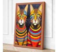 Egyptian Cats in Gold Art Canvas Wall Art Print 18x12 Inch