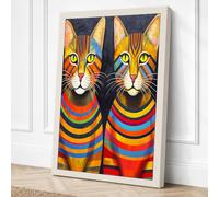Egyptian Cats in Gold Art Canvas Wall Art Print 18x12 Inch (46 x 30 cm)
