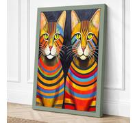 Egyptian Cats in Gold Art Canvas Wall Art Print 36x24 Inch