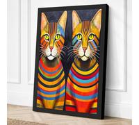 Egyptian Cats in Gold Art Canvas Wall Art Print 36x24 Inch (91 x 61 cm)