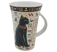 Egyptian Coffee Mug Large Tea Cup Golden Porcelain Ceramic Egyptian Theme Mug Presents Gift for Family Friends Home Office Dishwasher Microwave 350ml (Beige and Black)