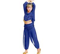 Egyptian Costumes for Kids Dress Up Girls Fireman Costume Sequin Jumpsuit Dance Top Summer Outfits Greek Policeman Cowgirl Outfit Victorian School Girl Ostume Indian Dancing Scarf,B-Blue,11-12 Years