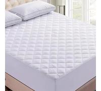 Egyptian Cotton 200 Thread Count Quilted Mattress Protector 40cm/16" Extra Deep Skirt Ultra Soft Breathable Anti-Allergy Mattress Cover (Double)