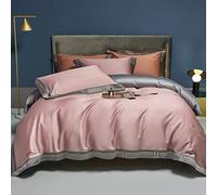 Egyptian Cotton Bedding Set Embroidery Duvet Cover Flat Sheet Pillowcases Soft Bed Sets 4pcs (Color : A, Size : Queen 4pcs) (A Queen 4pcs)