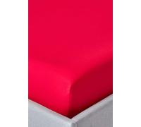 HOMESCAPES Red Extra Deep Fitted Sheet (18”) Super King 200 TC 400 Thread Count Equivalent Pure Egyptian Cotton Bed Sheet with Fully Elasticated Skirt