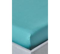 HOMESCAPES Teal Extra Deep Fitted Sheet (18”) Double 200 TC 400 Thread Count Equivalent Pure Egyptian Cotton Bed Sheet with Fully Elasticated Skirt
