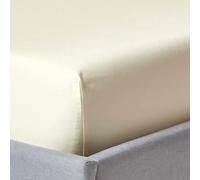 HOMESCAPES 1000 Thread Count Egyptian Cotton Cream Deep Fitted Sheet (12”) Single Luxury Bed Sheet with Fully Elasticated Skirt