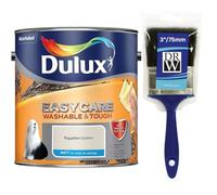 Egyptian Cotton Dulux Easycare Matt Emulsion Paint 2.5L + 3" Emulsion Paint Brush - Washable & Stain Resistant, Durable Matt Finish, Quick Dry, Low Odour Interior Wall & Ceiling Paint