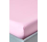 HOMESCAPES Pink Deep Fitted Sheet (12”) Small Double 200 TC 400 Thread Count Equivalent Pure Egyptian Cotton Bed Sheet with Fully Elasticated Skirt