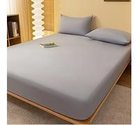 Egyptian Cotton Fitted Sheet 200 Thread Count Deep Pocket 30cm Soft Breathable Wrinkle-Resistant Luxury Bed Sheet White Grey Silver Pink Charcoal Single Double King Super (Grey Silver, Super King)