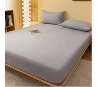 Egyptian Cotton Fitted Sheet 200 Thread Count Deep Pocket 30cm Soft Breathable Wrinkle-Resistant Luxury Bed Sheet White Grey Silver Pink Charcoal Single Double King Super (Grey Silver, Double)