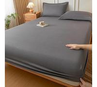 Egyptian Cotton Fitted Sheet 200 Thread Count Deep Pocket 30cm Soft Breathable Wrinkle-Resistant Luxury Bed Sheet White Grey Silver Pink Charcoal Single Double King Super (Charcoal, Double)