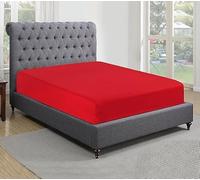 Egyptian Cotton Fitted Sheet 30CM/12 Inch Extra Deep Pocket 300 Thread Count Hotel Quality Cotton Soft, Fade & Wrinkle Resistant Fitted Bed Sheets (Red, King)