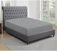 Egyptian Cotton Fitted Sheet 30CM/12 Inch Extra Deep Pocket 300 Thread Count Hotel Quality Cotton Soft, Fade & Wrinkle Resistant Fitted Bed Sheets (Gray, Double)