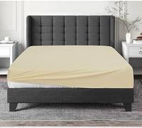 Egyptian Cotton Fitted Sheet 30CM/12 Inch Extra Deep Pocket 300 Thread Count Hotel Quality Cotton Soft, Fade & Wrinkle Resistant Fitted Bed Sheets (Mocha, Double)