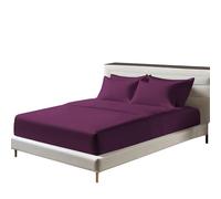 Egyptian Cotton Fitted Sheets 25cm Deep Mattress Pocket 200 Thread Count Fitted Bed Sheet- Soft & Comfortable Bottom Sheet (Plum, Single)
