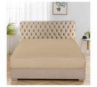 Egyptian Cotton Fitted Sheets Single - 300 Thread Count 30cm Deep Pocket Hotel Quality Bottom Sheet, Beige 90x190cm