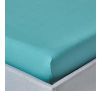 HOMESCAPES Teal Extra Deep Fitted Sheet (18”) Single 200 TC 400 Thread Count Equivalent Pure Egyptian Cotton Bed Sheet with Fully Elasticated Skirt