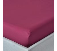HOMESCAPES Plum Purple Deep Fitted Sheet (12”) Single 200 TC 400 Thread Count Equivalent Pure Egyptian Cotton Bed Sheet with Fully Elasticated Skirt