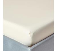 HOMESCAPES Cream Extra Deep Fitted Sheet (18”) Single 200 TC 400 Thread Count Equivalent Pure Egyptian Cotton Bed Sheet with Fully Elasticated Skirt