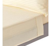 (Super-King, Pastel Yellow) Egyptian Cotton Flat Sheet Single 330 Thread Count Satin Stripe