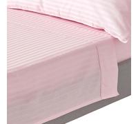 HOMESCAPES Pink Pure Egyptian Cotton Flat Sheet Double 330 TC 500 Thread Count Equivalent Satin Stripe Bed Sheet