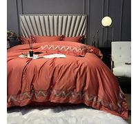 Egyptian Cotton Star Hotel Quality Deep Fitted Bed Sheet Super Soft Warm and Cosy Bedding Set Luxury Full Duvet Covers (Color Size : Double) (Orange King)