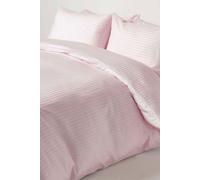 HOMESCAPES Dusky Pink Pure Egyptian Cotton Duvet Cover Set Single 330 TC 500 Thread Count Equivalent Satin Stripe Quilt Cover Pillowcase Included Bedding Set
