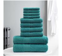 GC GAVENO CAVAILIA 10-Piece Towel Bale Set - Soft & Absorbent 450 GSM Bathroom Towels - Includes 2 Bath Towels, 4 Hand Towels, 4 Face Cloths - Premium Quality, Machine Washable - Teal