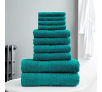 GC GAVENO CAVAILIA 10-Piece Towel Bale Set - Soft & Absorbent 450 GSM Bathroom Towels - Includes 2 Bath Towels, 4 Hand Towels, 4 Face Cloths - Premium Quality, Machine Washable - Teal