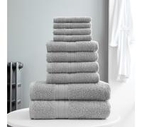 GC GAVENO CAVAILIA 10 Piece Towel Bale Set | Quick Drying Cotton Towel Highly Absorbent 450 GSM Silver Towels Set | Bathroom Towels Bale Set 4x Face 4x Hand 2x Bath Towels