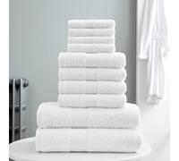 GC GAVENO CAVAILIA 10-Piece Towel Bale Set - Soft & Absorbent 450 GSM Bathroom Towels - Includes 2 Bath Towels, 4 Hand Towels, 4 Face Cloths - Premium Quality, Machine Washable - White