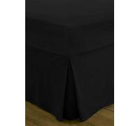 Egyptian Cotton - Valance Fitted Sheet - Box Pleated - Plain Dyed - T200 Thread - Double Size Bed - Black