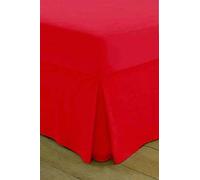 Egyptian Cotton - Valance Fitted Sheet - Box Pleated - Plain Dyed - T200 Thread - King Size Bed - Red
